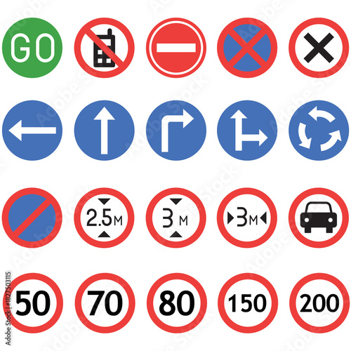 Set Of Road Sign Icons Vector Illustration In Flat design Free Download Set Of Road Sign Icons Vector Illustration In Flat design - GFXLoad