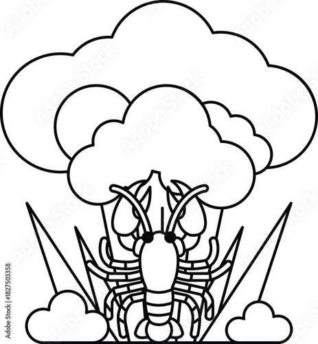 A crab is sitting on a cloud of white powder