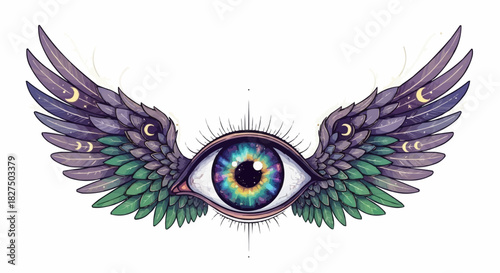 Mystical Winged Eye Symbol of Insight and Vision.