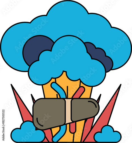 A cartoon of a bug holding a bomb in a field