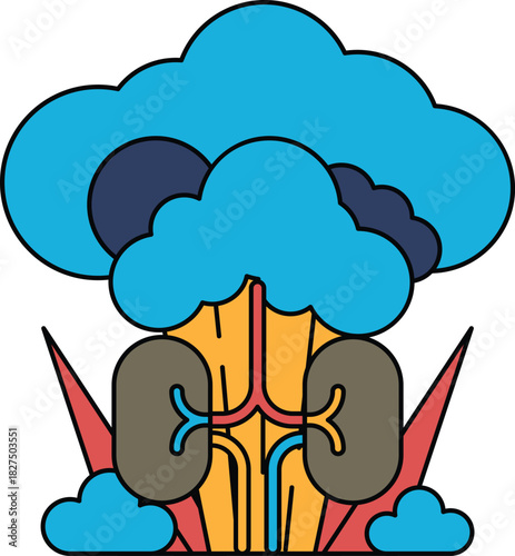 A drawing of a tree with two kidneys on it