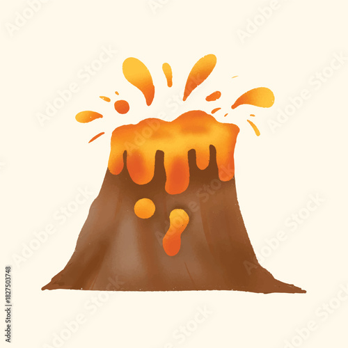 Illustration watercolor of an mountain explotion