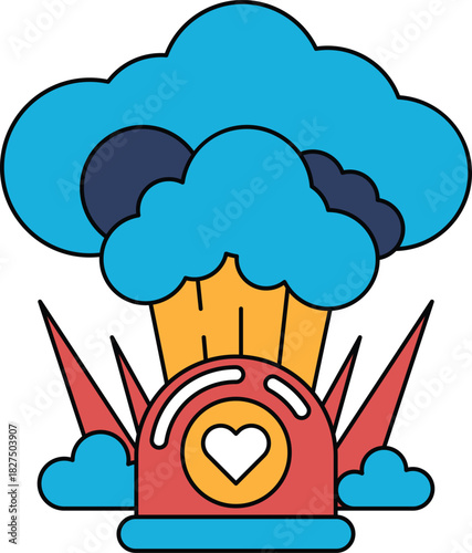 A cartoon of a cloud with a heart on top of it