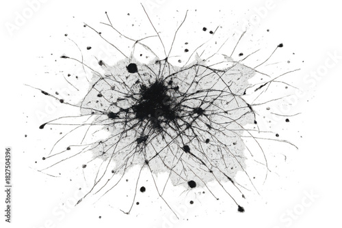 Wallpaper Mural Ink splat creating abstract microscopic nerve cell branching out with interconnected neural network on transparent background Torontodigital.ca