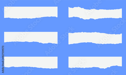 Torn Paper Edge Shapes Vector Set. Torn Edge Textures and Rough Paper Cutout Vectors. Ideal for scrapbooking, collage effects, digital design, posters, social media graphics