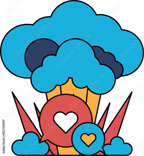 A white background with a cloud and a heart