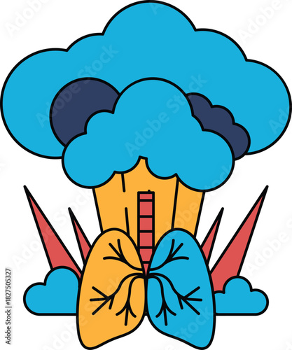 A black and white drawing of a cloud with a large white circle in the middle