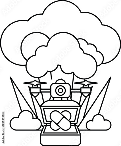 A cartoon of a bomb with a camera on top of it