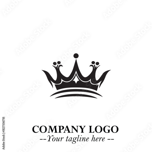 Elegant Black Crown Logo Symbol on a Clean White Background for Premium Branding Design