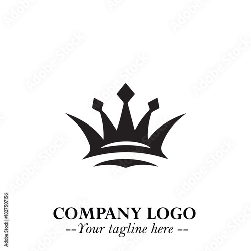 Elegant Black Crown Logo Symbol on a Clean White Background for Premium Branding Design