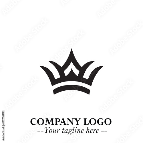 Elegant Black Crown Logo Symbol on a Clean White Background for Premium Branding Design