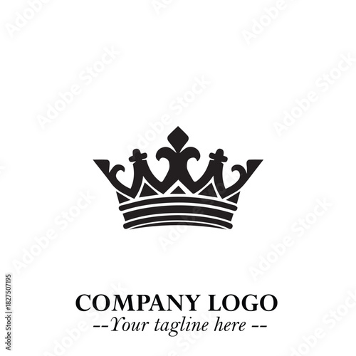 Elegant Black Crown Logo Symbol on a Clean White Background for Premium Branding Design