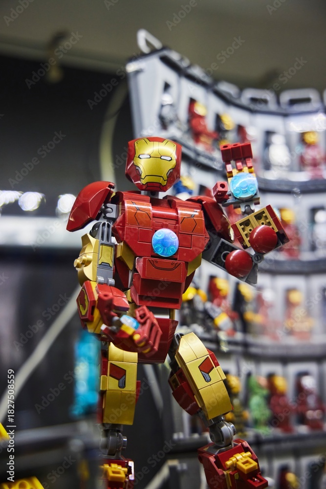 Obraz premium Moscow, Russia. - June 23, 2025: Lego construction kit, old models. Collection of the famous toy series