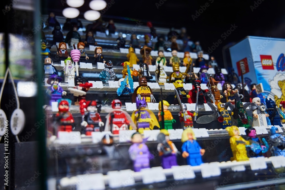 Naklejka premium Moscow, Russia. - June 23, 2025: Lego construction kit, old models. Collection of the famous toy series