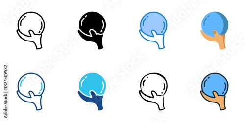 Shot Put icon set multiple style vector collection 

