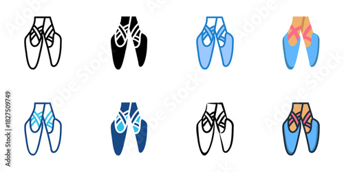 Dance Shoes icon set multiple style vector collection 
