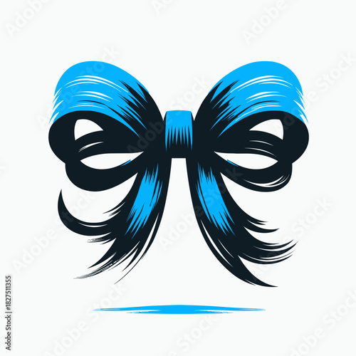 Blue and black ribbon bow
