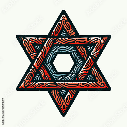 Silver Star of David on white background