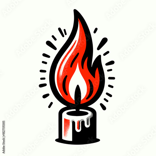 Closeup candle flame on white background