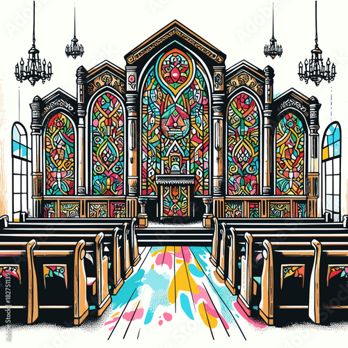 Synagogue interior lights