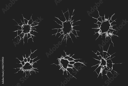 broken lines Cracked glass for creative design vector illustration. impact cracks. Perfect for digital art, graphic design, and realistic simulation of broken surfaces. Eps 10