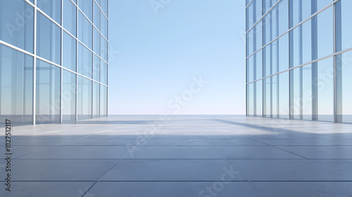 Modern Glass Office Building Courtyard