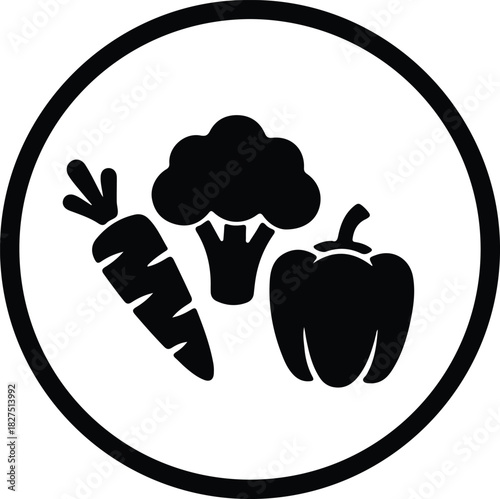 Illustrator Carrot broccoli and pepper vegetable logo silhouette vector