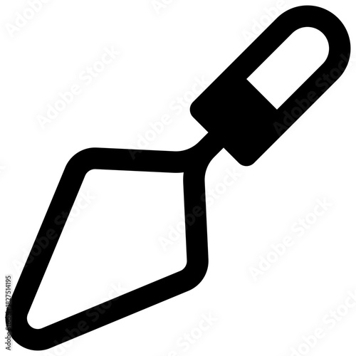 Trowel. Outlined stroke vector icon with black-filled details.