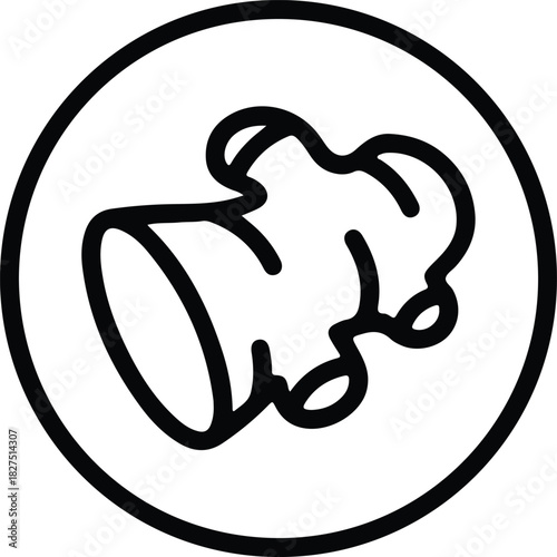 Illustrator ginger root outline minimal icon organic food Silhouette vector