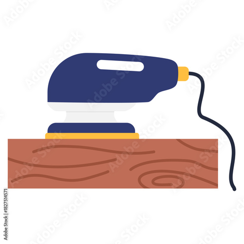 Electric Wood Sander Tool Illustration for Carpentry and Finishing Work