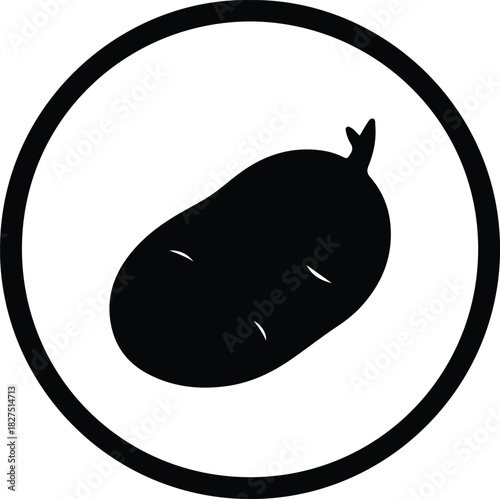 Illustrator potato tuber vegetable in circle frame Silhouette vector