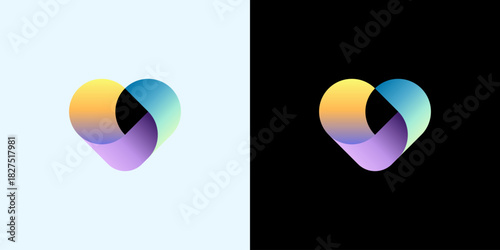 Abstract Heart Shape Template Illustration Colorful Gradient Logo Design