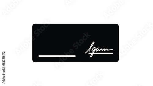 Blank black credit card with signature and line silhouette