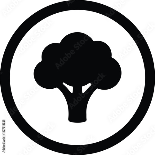 Illustrator broccoli vegetable inside circle healthy nutrition silhouette vector