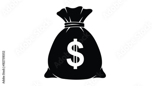 Black silhouette of a money bag with a dollar sign silhouette