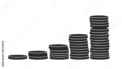 Growing stack of coins silhouette for financial growth concept