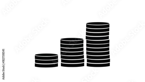 Three stacks of coins showing growth silhouette