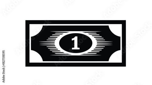 One dollar bill icon silhouette