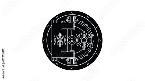 Vintage bank vault door silhouette