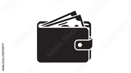 Wallet with money silhouette icon