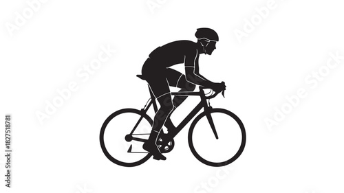 Silhouette of cyclist riding a bicycle vector illustration of a sportsman isolated on white background
