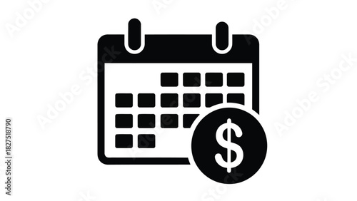 Calendar with dollar coin icon silhouette