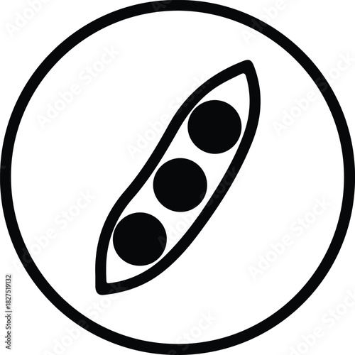 Illustrator Green peas in pod simple line art Silhouette vector