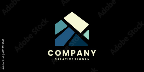 Abstract Geometric Home Architecture Minimal Modern Logo Design Template