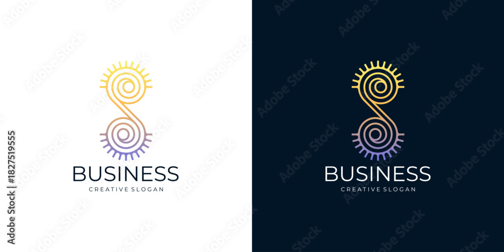 Fototapeta premium Infinity Sunburst Art Deco Luxury Arch Light Ray Elegant Vintage Logo Template