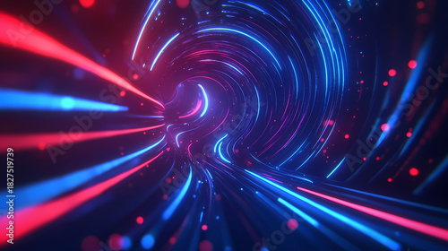 Fototapeta Naklejka Na Ścianę i Meble -  Abstract Neon Tunnel of Light