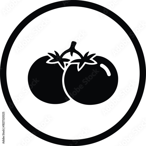 Illustrator tomatoes black and white icon simple food Silhouette vector