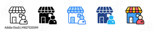 Local Shop Owner Icon Set Multiple Style Collection