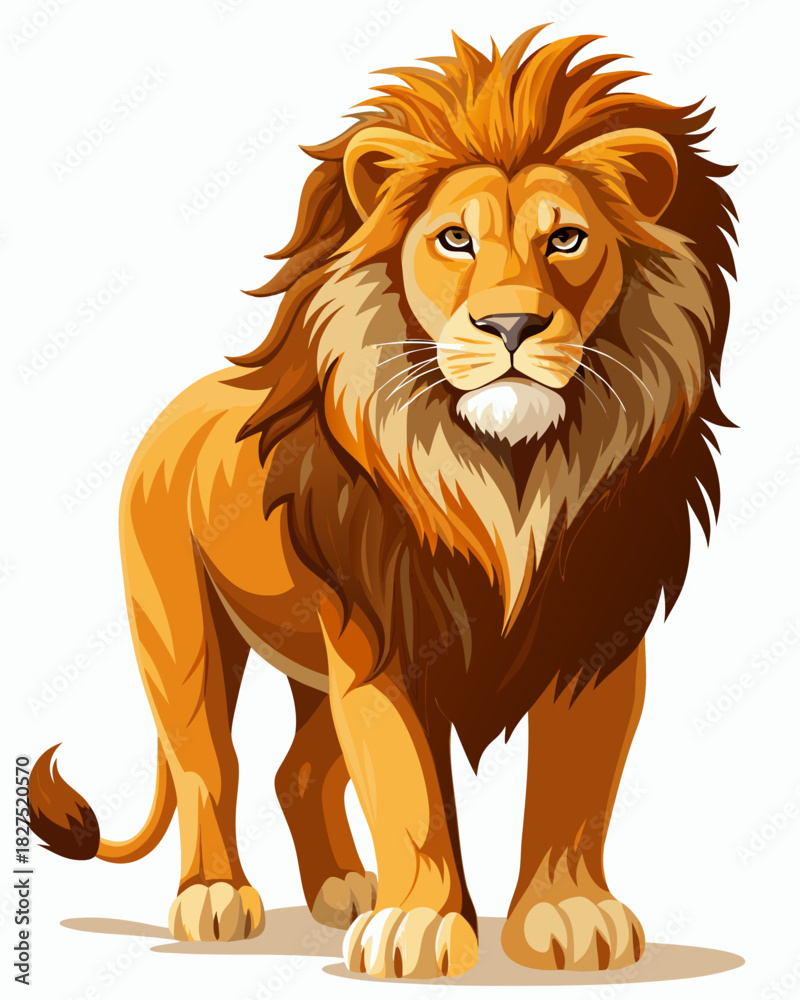 Fototapeta premium Lion real, full body , white background 