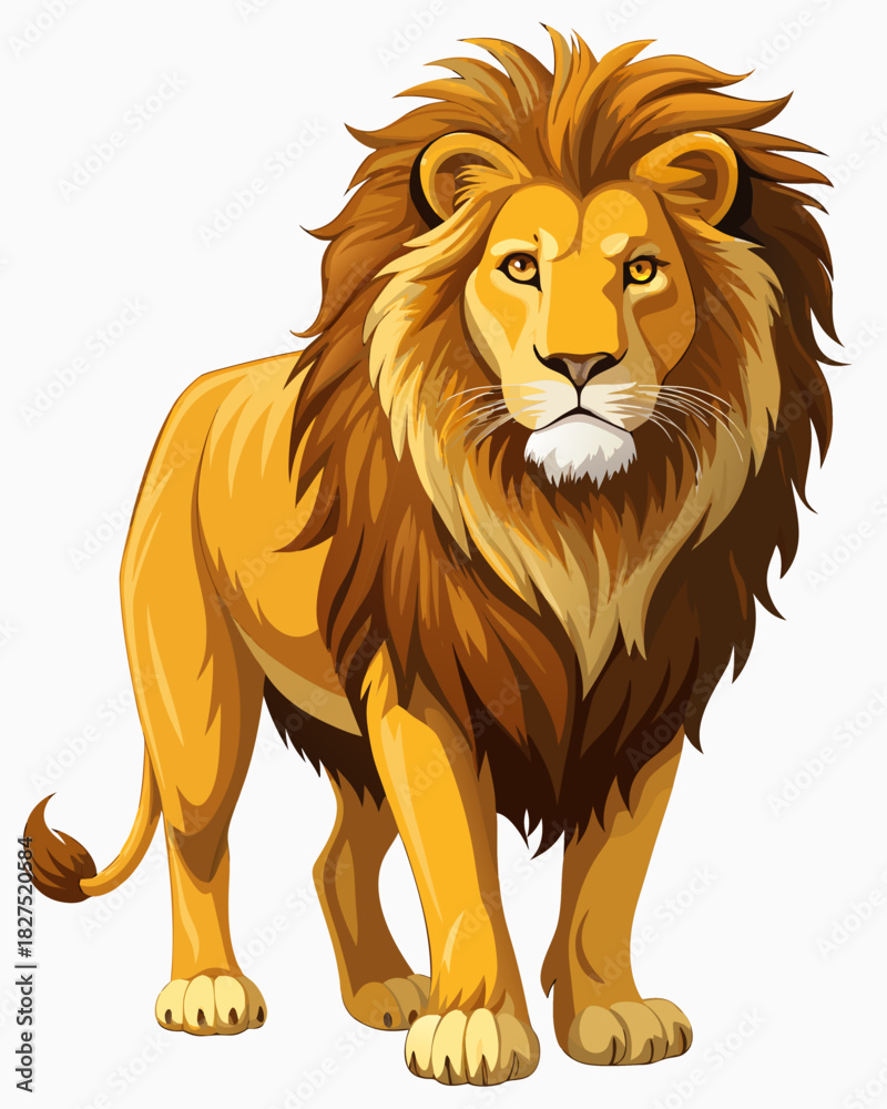 Fototapeta premium Lion real, full body , white background
